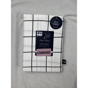 BROOKS‎ BROTHERS 2 Pack 100% Cotton Pillowcases Windowpane Plaid in White Black